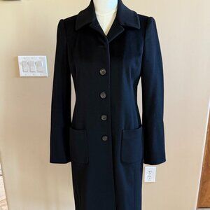 Armani Collezioni Black Fine Wool Dress Coat, size 4